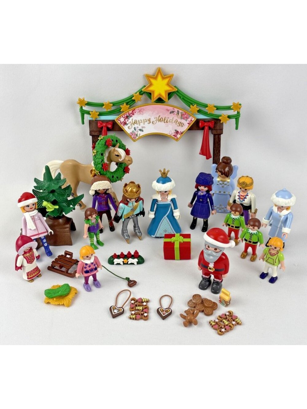 Playmobil Christmas Lot Santa Elves Cookies Skaters Angel Accessories
